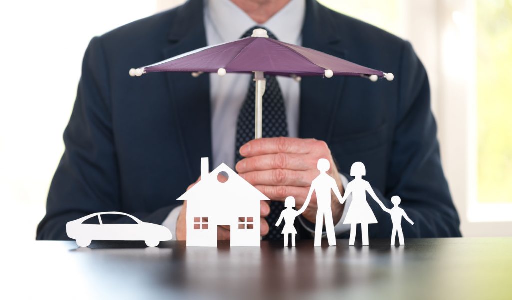 Concept of family, home and car protection